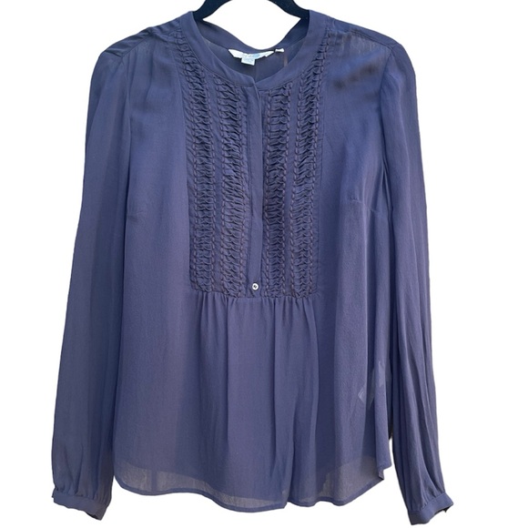 Boden Tops - Boden Sheer Navy Silk Long Sleeve Blouse US 12